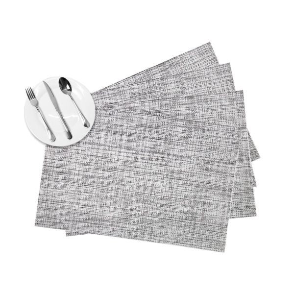 Vinyl Plaid Rectangle Placemat, Gray