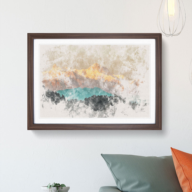 Mountains in Pokhara Nepal - Framed Print, 62cm H x 87cm W x 2cm D, Walnut Framed
