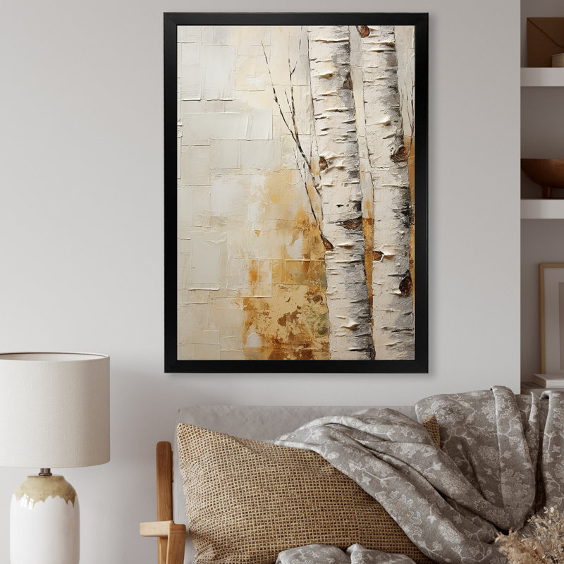 Arbre de minimalisme bouleau II sur toile, H 20 po x l 12 po x P 1 po, Cadre simple noir