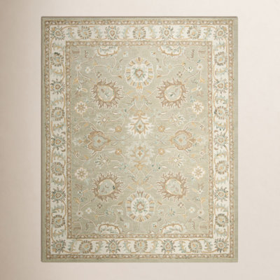 Desmondia Sage Ivory Hand-Tufted Wool Oriental Rug