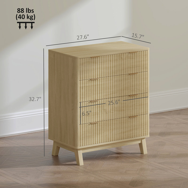 Commode Closet, commode double 4 tiroirs pour chambre à coucher