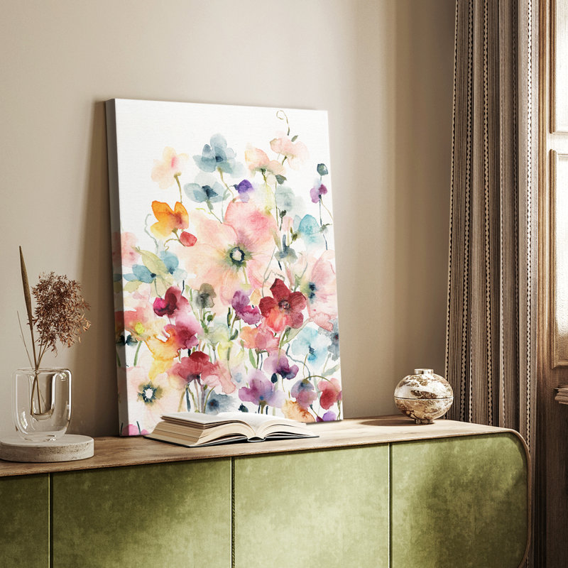 Coquelicots et petits pois - Cavas enveloppés de galerie, H 27 po x l 18 po