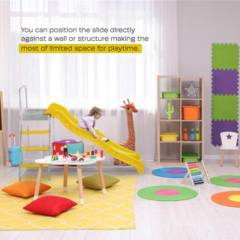 Machrus Upper Bounce Trampoline Step N Slide Fun Indoor and Outdoor Ladder and Wave Slide Set, Yellow