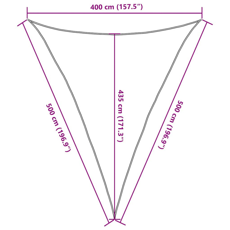 4m x 5m Triangle Shade Sail, Sand