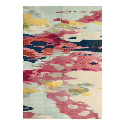 Tapis rose en polypropylène Roshan