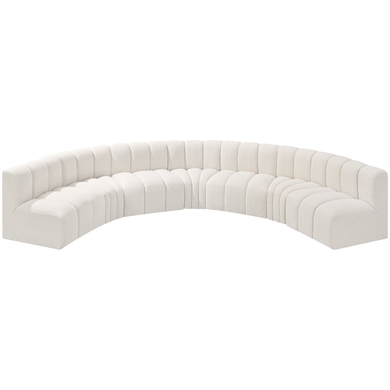Hisa Upholstered Curved Sectional Reversible, Cream Boucle Fabric