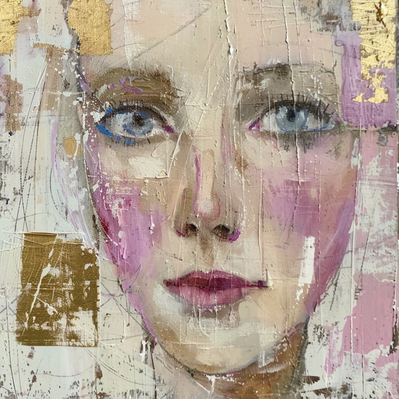 Lavande, yeux, toile tendue, art mural, L 20 po x H 20 po x P 1,5 po