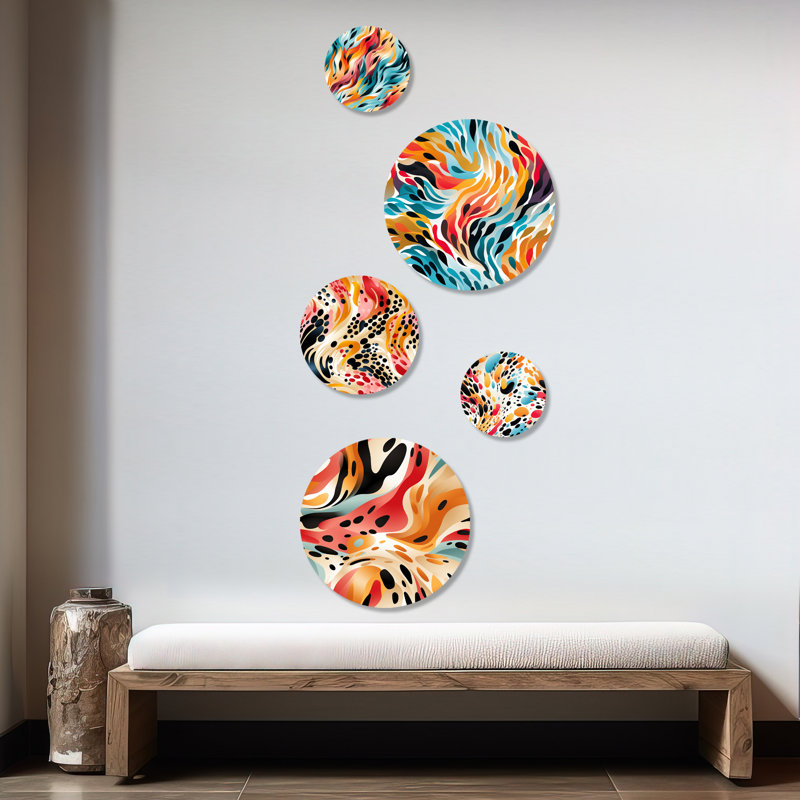 Cortne - ensemble d'art mural moderne géométrique rond de 5
