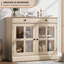 Buffet moderne avec 2 portes en verre - grand tiroir, tablette réglable, rangement polyvalent pour la cuisine, la salle à manger, le vestibule - console d'appoint-944874979