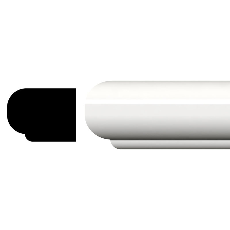 1 3/8"H x 1"P x 96"L Decorative Trim Moulding, PVC
