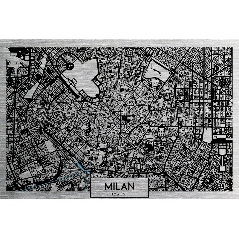Milan Aerial Map - No Frame Print on Metal
