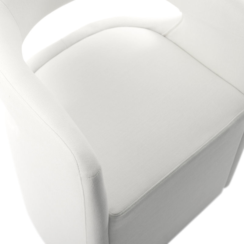 Fauteuils de salle à manger rembourrés avec roulettes cachées, 4, White
