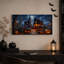 Art mural sur toile, "Haunted maisons with Glowing Pumpkins Under"-1947822155