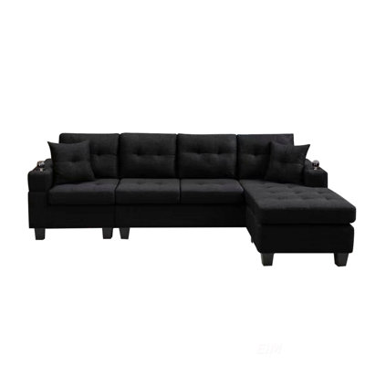 Right Sectional Sofa With Footrest, Convertible Corner Sofa With Armrest Storage, Ideal For Modern Living Rooms And Apartments In Grey