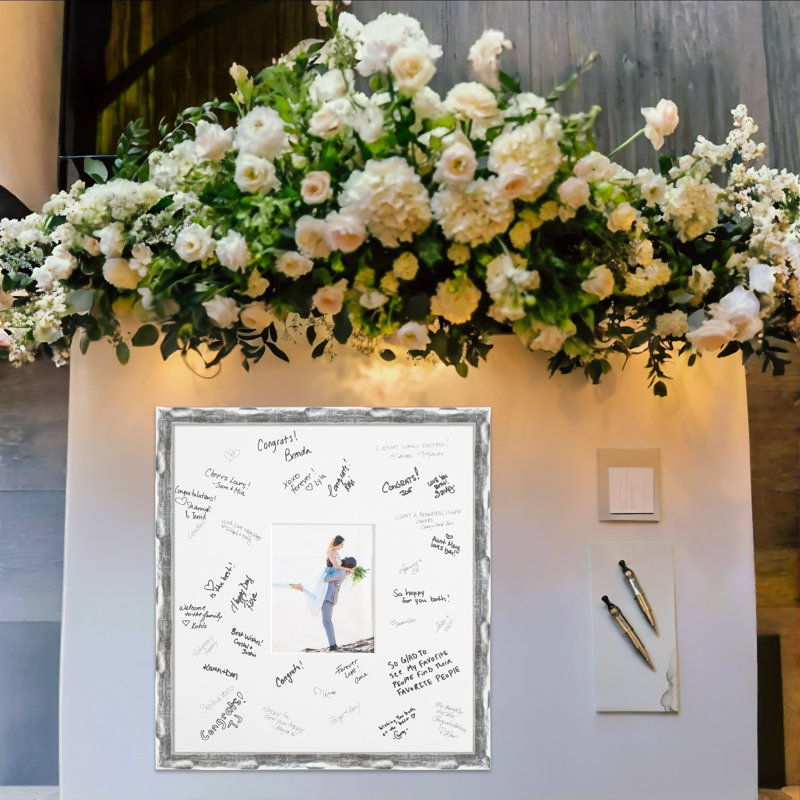 Scratched Wave Signature Mat Picture Frame, Photo Frame Wedding Guest Book Alternative, Autograph Picture Mat for Signature Board, Wedding Celebrations Graduations Support Encouragement or Retirement