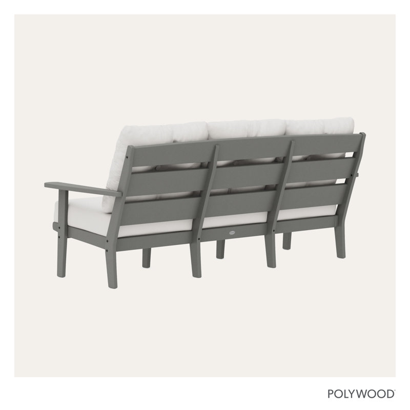 Lakeside Deep Seating Sofa, Slate Gray Frame/Natural Linen Cushion