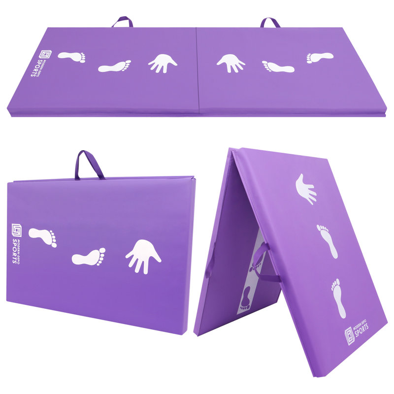 Tapis de gymnastique pliable 2 pliable 6 pi x 2 pi, 2 panneaux, imperméable et polyvalent, Mauve