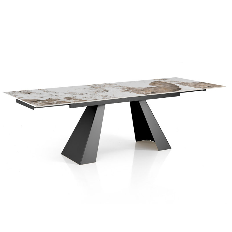 Dahana Extendable Metal Base Dining Table, Grey
