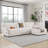 L-Shaped Modular Sectional Sofa 4-Seat Chenille Couch with USB/Type-C Chargers, Petal Armrests & Ottoman, Wood Frame-919321533