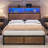 Bed Frame,LED With Headboard,USB Ports & Charging Outlets,Metal Platform Bed Frame With 2 Tiers Storage Shelves, No Box Spring Needed-119130858