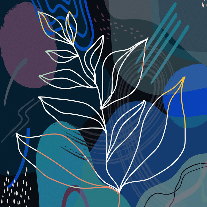 Boho Leaves IV - impression sur toile tendue, H 8 po x l 8 po x P 1,5 po