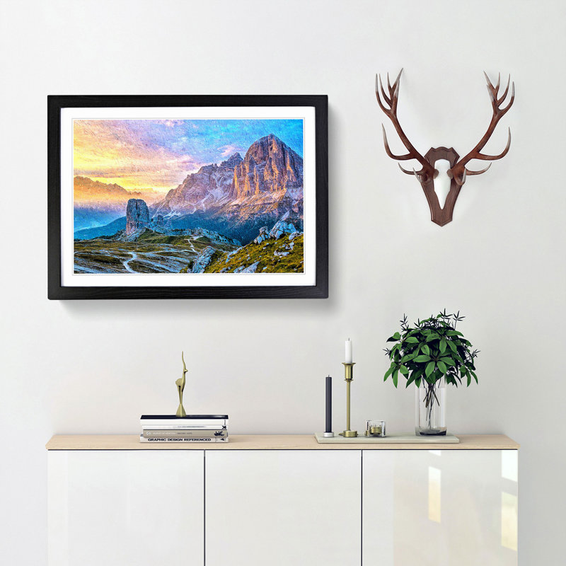Mountain View - Picture Frame Painting Print, 48cm H x 65cm W x 2cm D, Black Framed