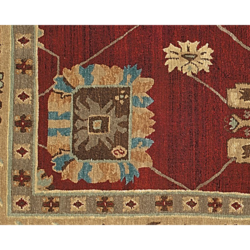 Dorset Wool Floral Area Rug in Beige/Red, Rectangle 6' x 9'