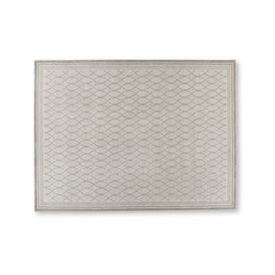 Winie Area Rug with Trellis Pattern, Table Tufted Design, Gray Wool 10x14