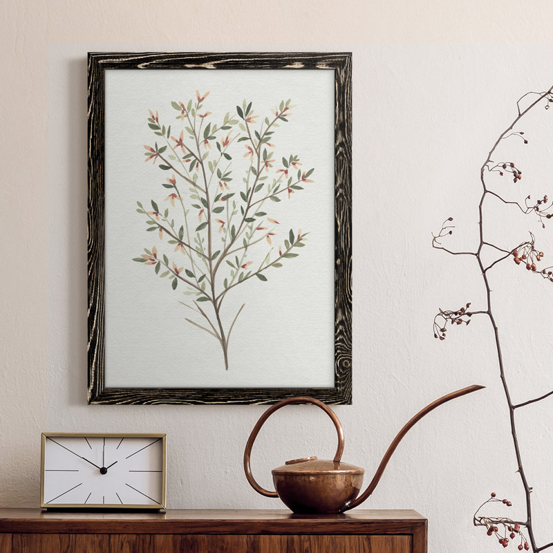 Toile simple encadrée Premium Sprig III - prête à être accrochée, H 44 po x l 31 po x P 1 po, Noir