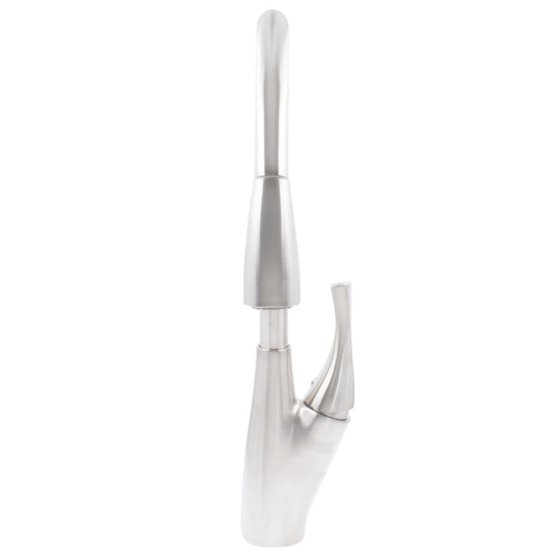 Robinet de cuisine rétractable à poignée simple avec accessoires, Nickel brossé
