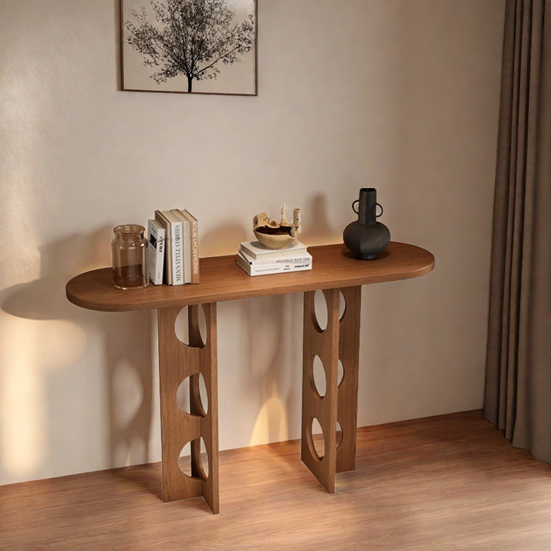 Console en frêne blanc, Bois brun foncé, Brun foncé, H 31,5 po x l 51,2 po x P 13,8 po