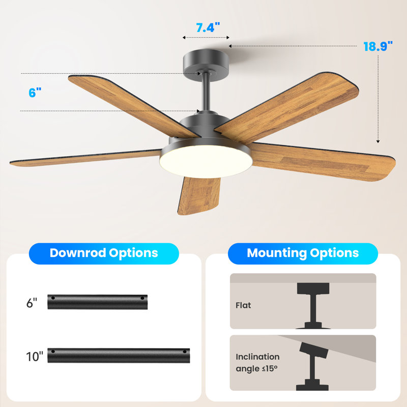 Ceiling Fans With Lights And Remote Control, 6 Speeds, Reversible Dc Motor, Quick-fit System, Dimmable Led For Bedroom Living Room Indoor Outdoor