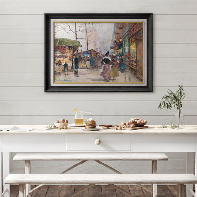 Art de scène de marché de Paris, images de salon, impression d'art sur toile encadrée.