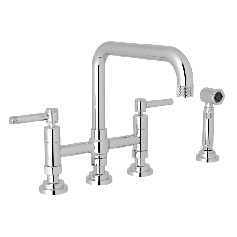 Campo™ Bridge Faucet With Sidespray, Polished Chrome, Lever Handle