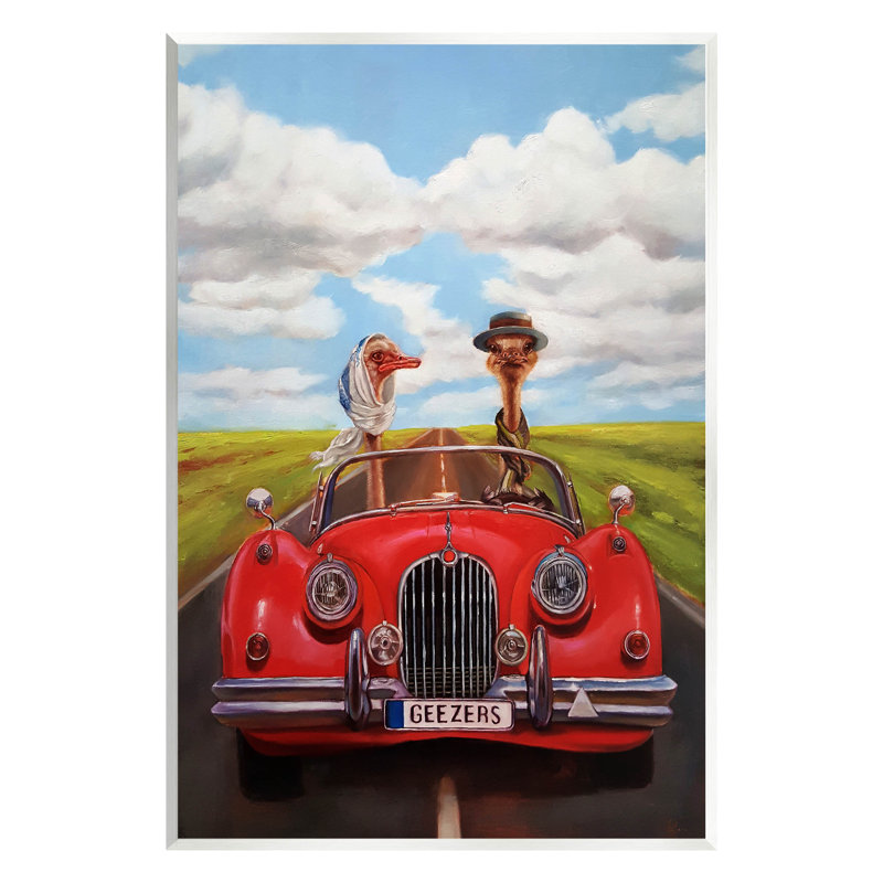 «Autruche Couple Geezers», art mural convertible par Lucia Heffernan, H 19 po x l 13 po x P 0,5 po