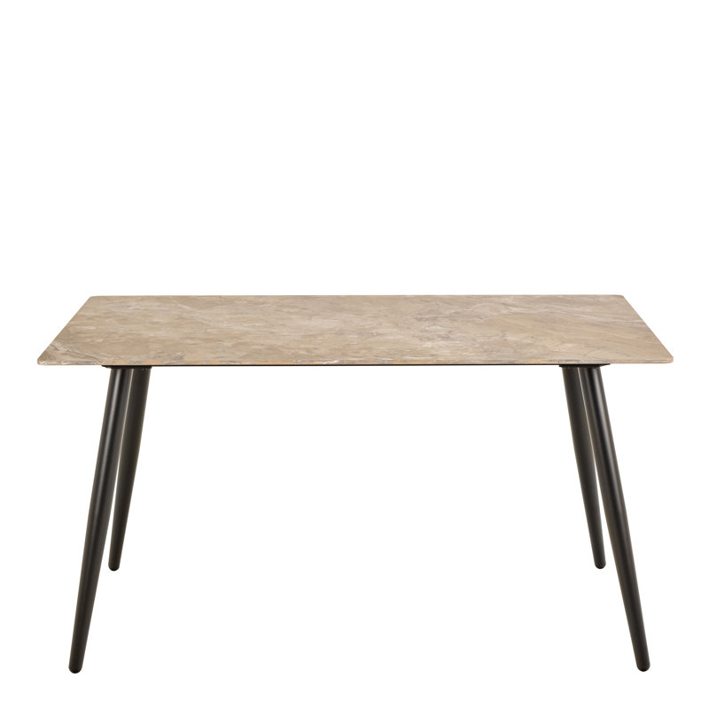 Wicklow Rectangular Dining Table in Black 140x75cm Included 4 Brooke Dining Chairs, Taupe, Brown