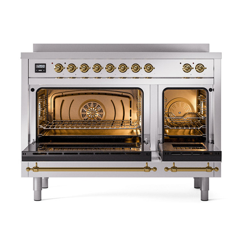 ILVE Nostalgie II 48 in Induction Range, Stainless Steel/Brass