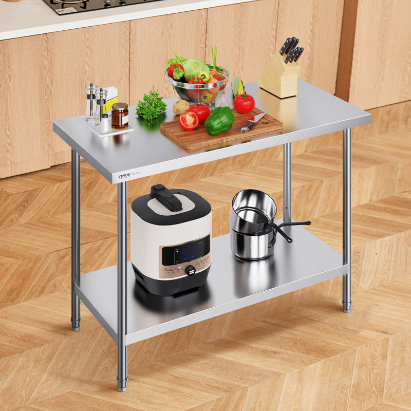 Chariot de cuisine avec plateau en acier inoxydable