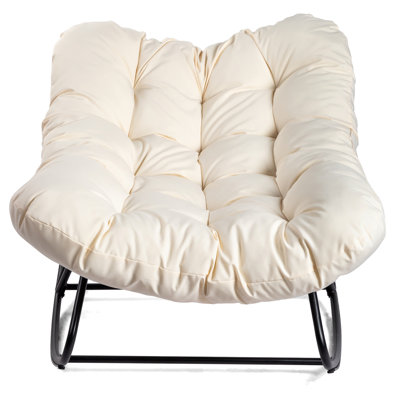Rattan-Woven Metal-Framed Rocking Chair With Cushion by Dakota Fields