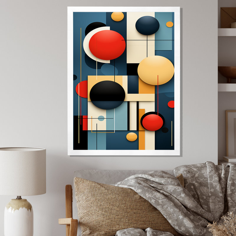 «Retro Bliss Abstract Circular Geometrics I», reproductions d'art mural géométrique moderne, H 44 po x l 34 po x P 1,5 po