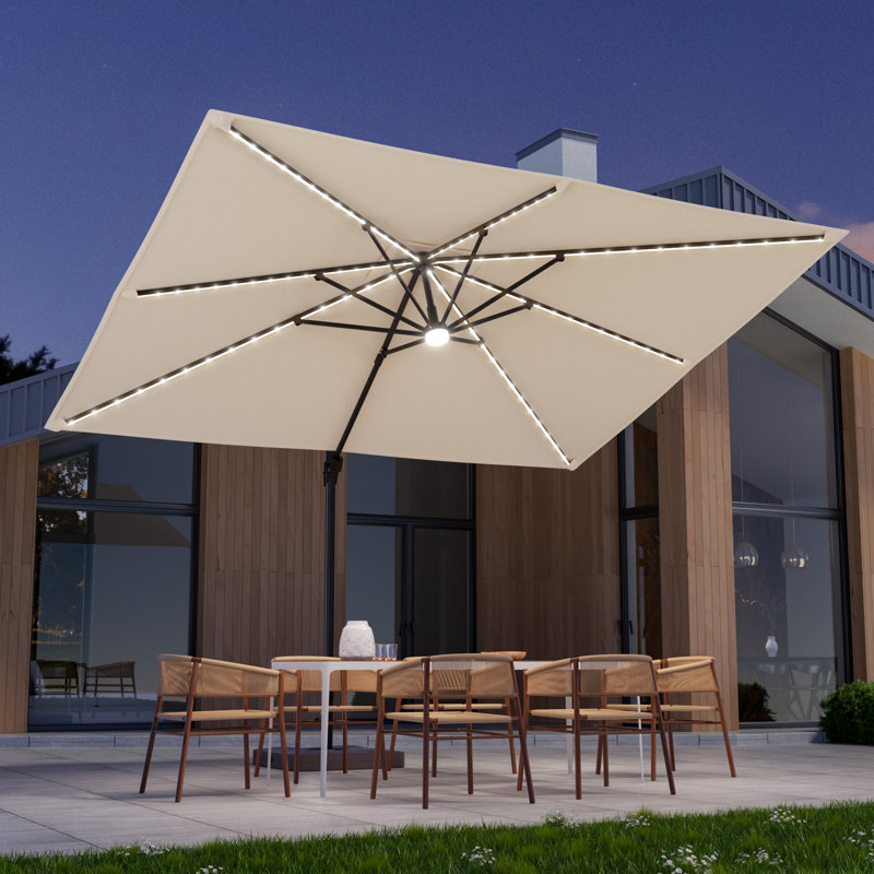 Parasol lumineux en porte-à-faux 11,5 x 9 pi avec base Doogal, Sable
