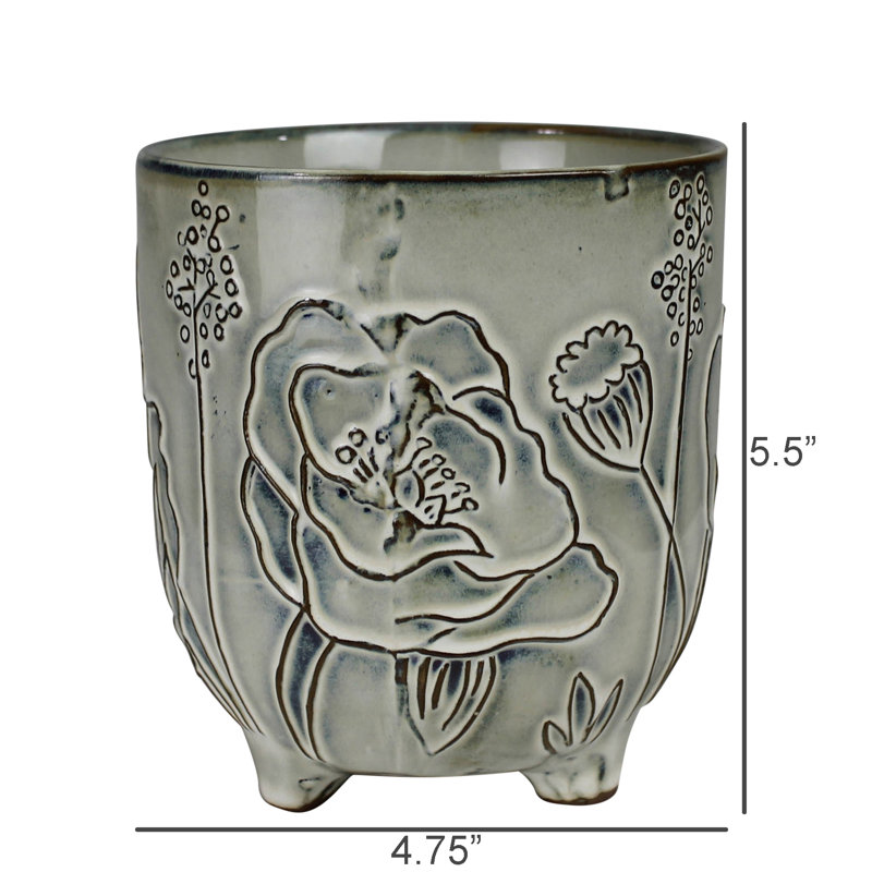 Cache-cache avec floral, céramique - 4 po