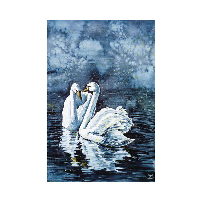 Swan Couple by Zaira Dzhaubaeva - Wrapped Canvas Gallery-Wrapped Canvas Giclée