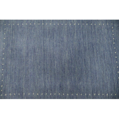 Tribal Modern Blue / Gray Foyer Rug 2x3 Ft Handmade Oriental Wool Carpet