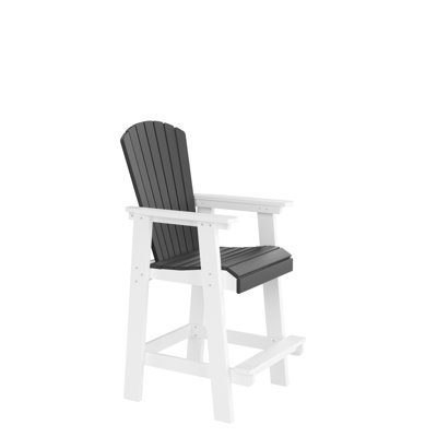 2 chaises hautes - tabourets de bar d'extérieur à haut dossier en blanc et gris pour la cour et le jardin 2 +