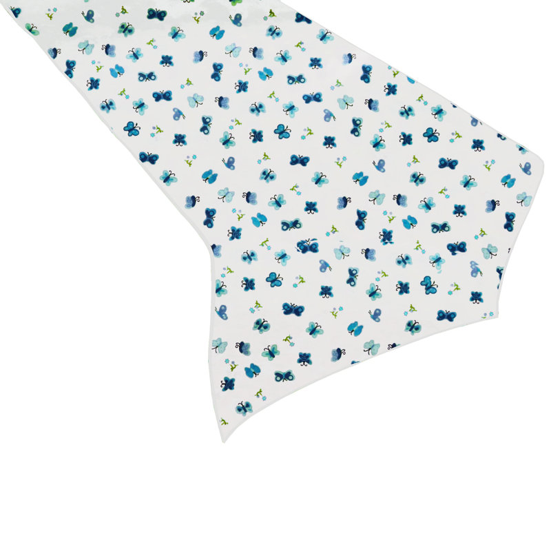 Butterflies Print Table Runner, Blue, 144" L x 12" W