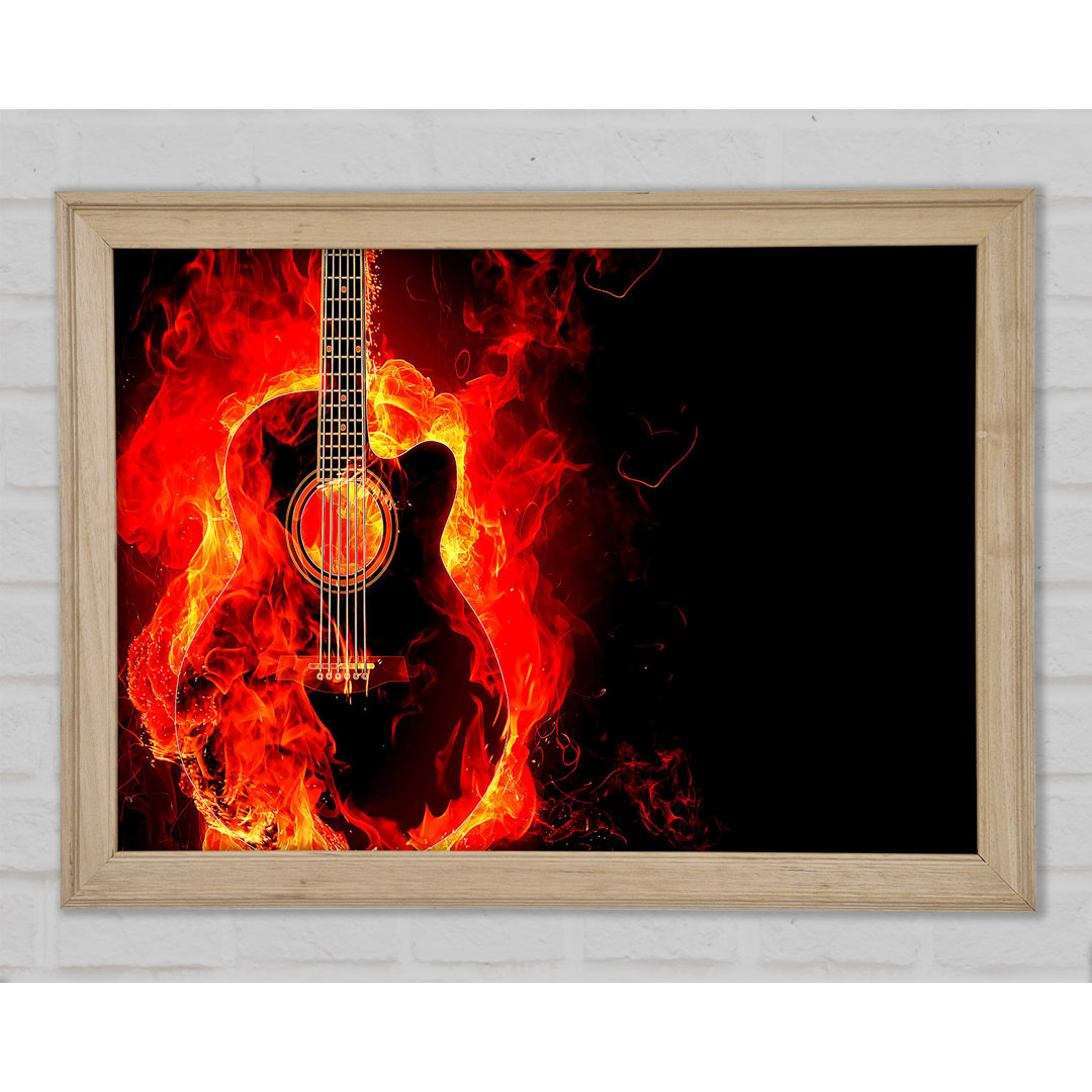 Gitarre Flamme Gerahmter Druck