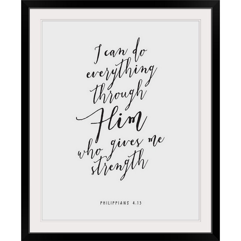 « philippians 4:13-scripture art », art textuel, Cadre noir, H 23 po x l 20 po x P 1 po