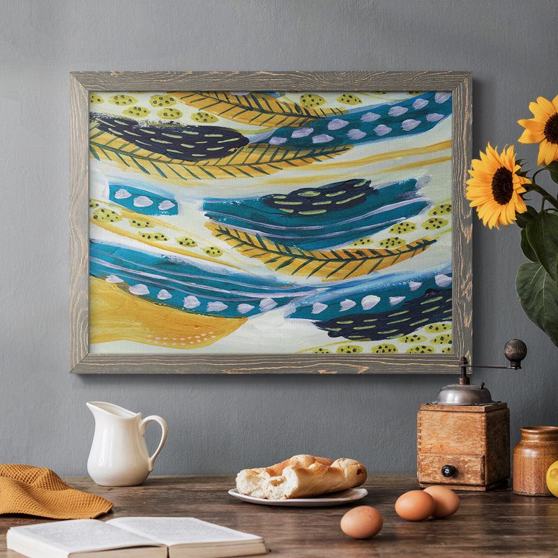 Feathery I, reproduction d'art sur toile, Encadré gris, H 26 po x l 38 po x P 1,5 po
