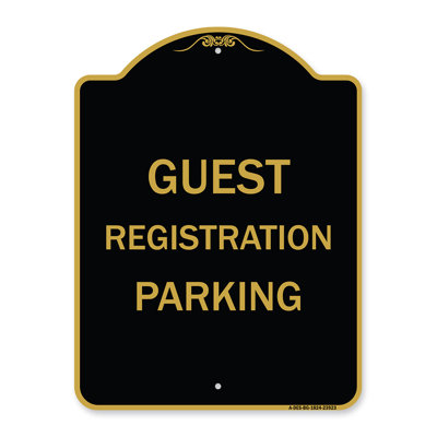 Enseigne Signmission Designer Series - Stationnement pour invités | Enseigne architecturale noire et dorée en aluminium de gros calibre 18 po x 24 po | Protégez votre entreprise et votre commune | Fabriqué aux États-Unis